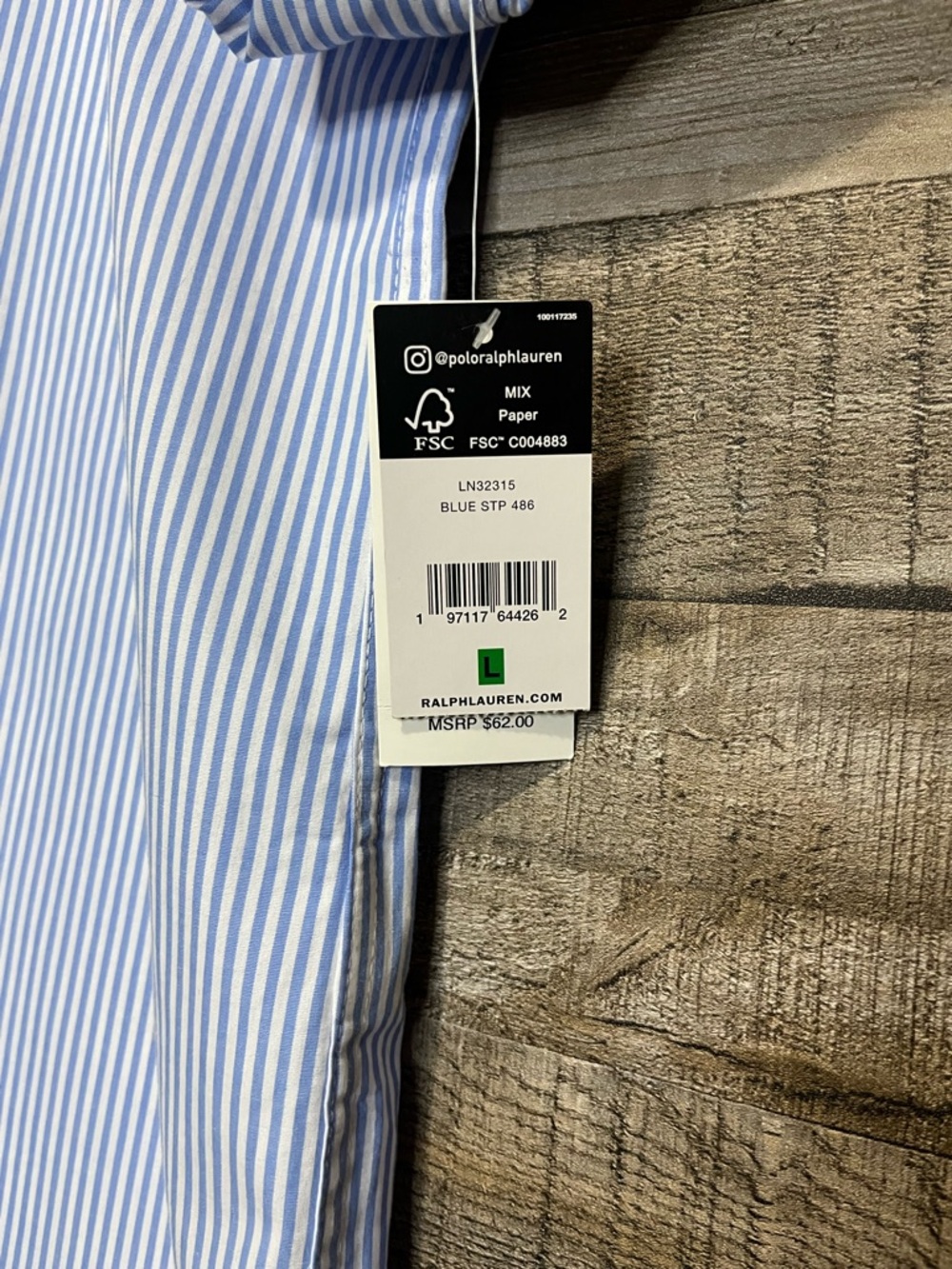 NWT Lauren Ralph Lauren Women’s Sleepshirt in a blue/white stripe pattern. - Picture 5 of 8